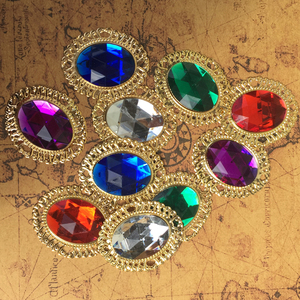 超大颗道具宝石 仿真宝石 复古宝石七彩色水晶配件 假宝石装饰品