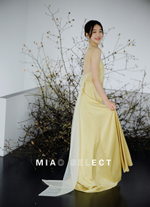 MiaoSelect＜越影·巴塞＞挂脖气质大露背新娘婚纱敬酒服派对礼裙