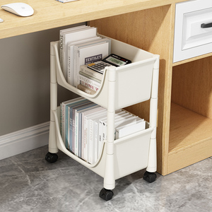 书桌下书架落地置物架可移动带轮小推车桌边桌面书本收纳简易书柜