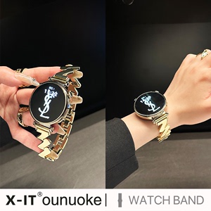 xit适用华为gt4手表表带watch4金属不锈钢带watch3智能运动手表GT3pro细款波浪纹22男女41mm高级夏季链条腕带