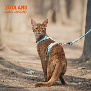 ZOOLAND猫咪牵引绳防挣脱外出遛猫英短布偶工字型胸背绳子可调节