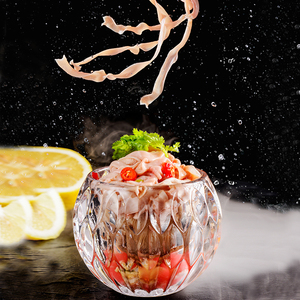 网红个性冰镇球形水晶玻璃碗鹅鸭肠餐具创意特色火锅店商用菜盘子