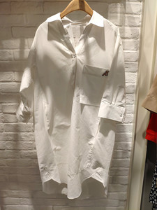 米蔻百家好2019夏季新款韩版衬衫中长款女式连衣裙B-HTOP321C