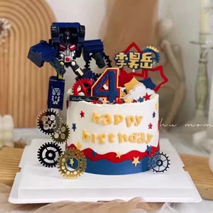 咖宝车神蛋糕装饰摆件机器人变形超人汽车齿轮儿童男孩生日插件