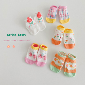 儿童袜子夏季宝宝女童纯棉薄款小童浅口防滑韩版卡通可爱隐形船袜