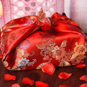 结婚用订婚精致红包袱皮一对婚礼定亲陪嫁包衣服喜盆催生包裹布福