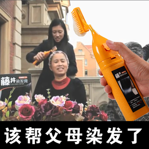 藤井染发膏日本进口焗油膏一梳头发染发剂纯植物纯天然遮盖白发