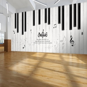 钢琴键盘壁纸音乐厅工作室教室音符背景布黑白钢琴键墙贴琴行墙纸