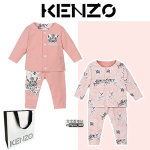 KENZO婴儿服套装 女童粉色纯棉卫衣松紧短裤双面穿 雪色虎头动物