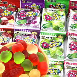 旺仔QQ糖水果多口味果汁软糖40袋休闲零食葡萄蜜桃苹果荔枝橡皮糖