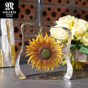 MALERAS瑞典进口水晶太阳花摆件向日葵雏菊艺术家居装饰送礼物品