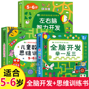 全套3册5-6岁儿童思维训练书籍左右脑智力开发全脑开发举一反三阶梯数学潜能开发全书幼儿园教材用书大班绘本益智趣味游戏图书CF