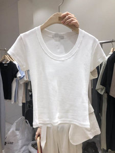韩国东大门2024夏季女装新款洋气纯色修身显瘦圆领短袖t恤女上衣