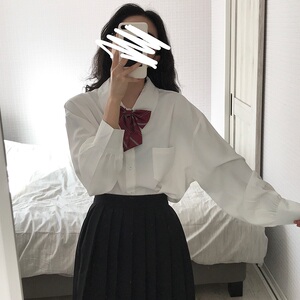 白衬衫jk制服学生班服套装春夏百褶半身裙长裙胖mm大码衬衣学院风