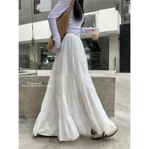 白色半身裙2024春季新款女装裙子半裙蛋糕裙小个子a字裙温柔长裙