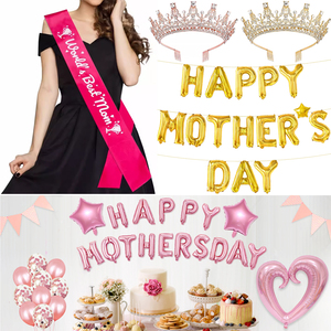 母亲节快乐装饰字母气球拉旗套装happy mother's day活动布置用品