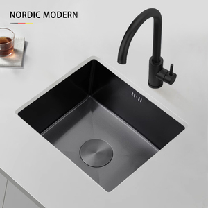 中岛吧台黑色方形不锈钢厨房水槽单槽迷你家用台下洗碗水池洗菜盆