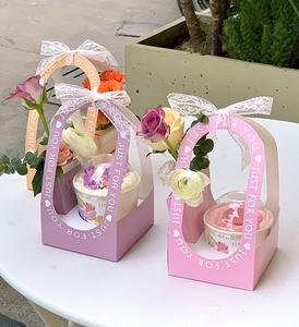38女神节鲜花蛋糕甜品手提盒打包盒小甜品点心打包盒鲜花咖啡盒