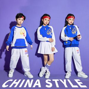六一儿童啦啦队演出服小学生运动会开幕式班服定制中国风表演服装