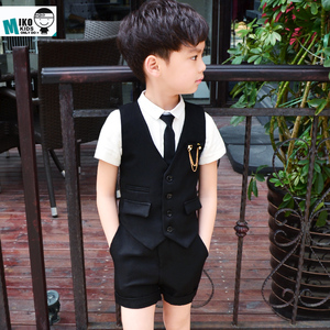 夏季新品韩版男童西装马甲套装儿童六一演出服花童礼服男孩小礼服