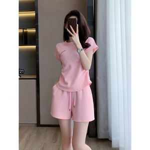 韩版网红ins潮夏装搭配一整套微胖休闲运动套装短袖短裤两件套女