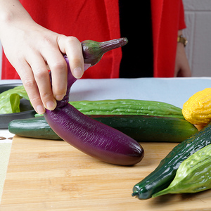仿真假水果蔬菜模型软胶大小苦青黄瓜茄子店铺厨房装饰摆件道具