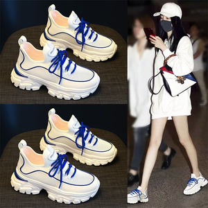 美之美撤柜春季新款时尚厚底超轻透气小白鞋品牌韩版女运动老爹鞋