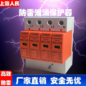上海人民浪涌保护器三相4P家用电源防雷器单相光伏避雷电涌模块