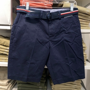 Tommy Hilfiger 男士夏季新款商务简约纯色微弹力直筒短裤休闲裤