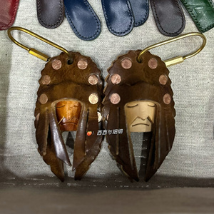 复古霍尔文植鞣皮包包配饰印第安人头像挂件全铜马蹄扣五金配件