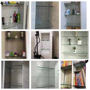 卫生间浴室壁龛隔板免打孔钢化玻璃板置物架酒柜分隔板层板定制