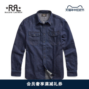 RRL男装 经典款靛蓝牛仔布工作衬衫RL90765