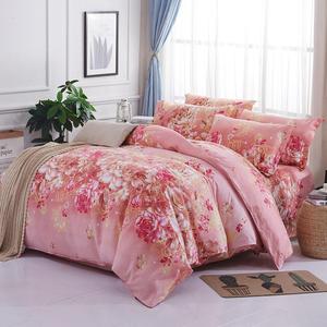 简约花色床上用品花朵图案四件套被套床单三件套磨毛全棉加厚被罩