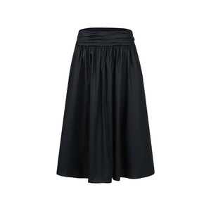 UR&DC2024夏季新款女装简约法式气质高级感纯色褶皱中长款半裙
