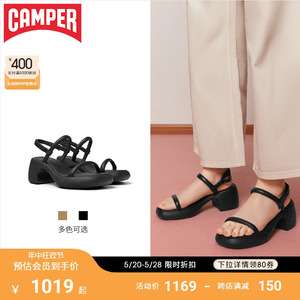 Camper女鞋 Thelma Sandal新款一字带粗跟休闲凉鞋女夏季高跟鞋