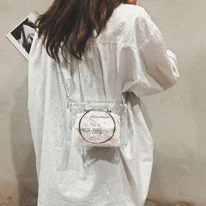 欧美时尚新款️ins超火小包包女2018潮韩版透明果冻手提圆环