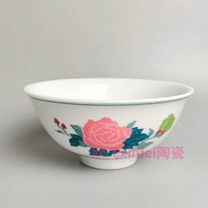 湖南醴陵群力双凤老瓷器6.5英寸面碗菜碗汤碗强化瓷釉下 彩一级品