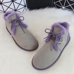 冬季新款羊皮毛一体雪地靴女真皮短靴加厚保暖防滑情侣款雪地棉鞋
