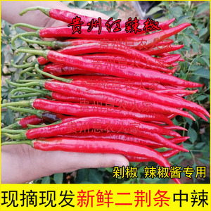 贵州新鲜红线椒鲜红辣椒二荆条红海椒农家自种新鲜蔬菜长红椒现摘