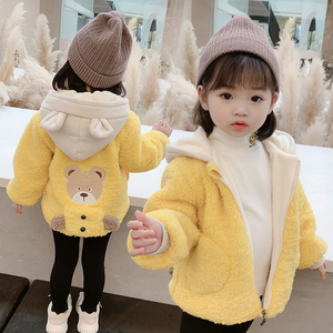 女童洋气加绒加厚外套秋冬装2022新款韩版时髦儿童小女孩毛毛衣潮