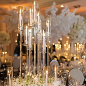 婚庆亚克力步步高透明水晶发光蜡烛烛台路引婚礼堂布置装饰道具