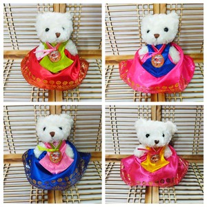 韩国毛绒熊玩偶朝鲜族民俗礼品韩式小熊公仔泰迪熊可爱公主