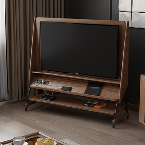 实木可移动电视机柜客厅家用小户型现代简约落地收纳储物电视支架