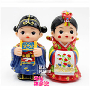 韩国民俗传统创意可爱树脂韩服人偶娃娃送老婆闺蜜情人节礼物情侣
