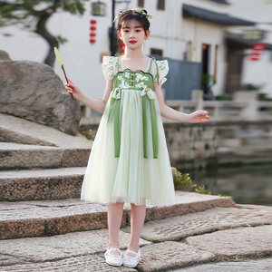 儿童汉服连衣裙女童夏季中国风改良古装纱裙女生超仙中大童公主裙