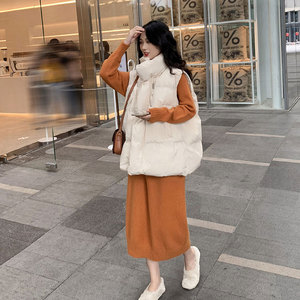 韩国羽绒棉白色马甲女冬季外穿韩版宽松短款背心外套ins潮面包服