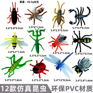 12款小昆虫跨境仿真软胶小恐龙昆虫玩具模型考古虫子澄海地摊