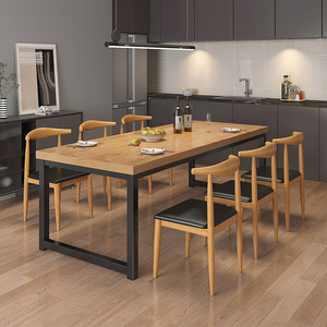 北欧餐桌家用小户型简约长方形吃饭桌子出租房简易铁艺餐桌椅组合