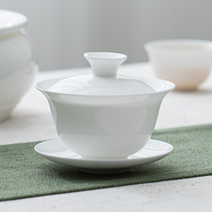潮州骨瓷茶杯茶具组合 薄胎品茗杯子家用喝茶杯 工夫茶杯盖碗套装