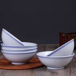 景德镇老式蓝边碗怀旧复古碗米饭碗汤碗豆浆碗老式碗中式面碗商用